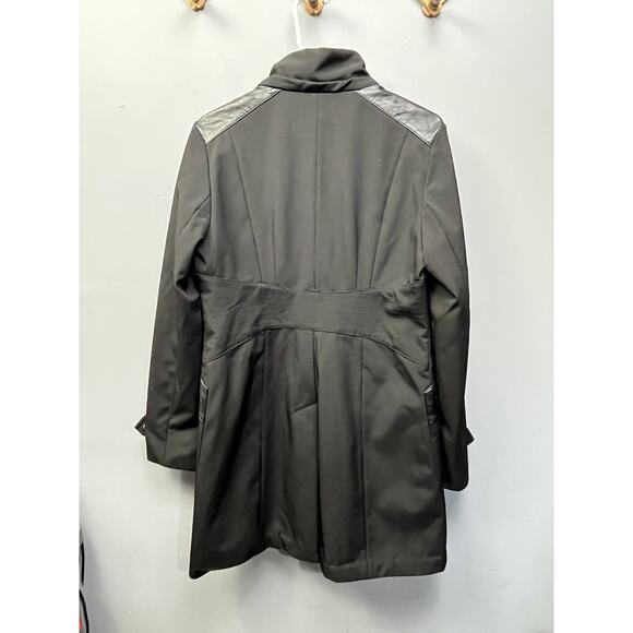 Via Spiga Coat Womens Small Black Button Trench Coat Soft Shell Gold accents - Picture 2 of 10
